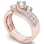 Rose Gold Bypass Bridal Set with 1 1/4ct Sparkling Diamond by Yaffie