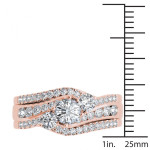 Rose Gold Diamond Bypass Wedding Set with 1 1/4ct Total Diamond Weight