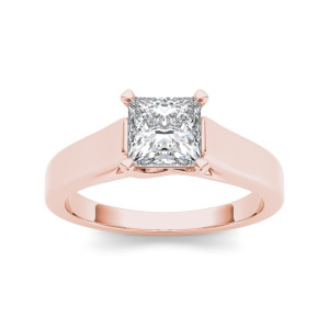 Dazzling Yaffie Rose Gold Princess-cut Diamond Solitaire Ring with 1.25ct TW