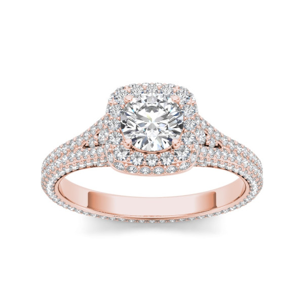 Rose Gold Diamond Engagement Ring with Split-Shank Halo (1 1/4ct TDW) by Yaffie
