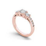 Rose Gold Anniversary Ring with 1 1/4ct TDW Diamonds, Set in a Three-Stone Design by Yaffie