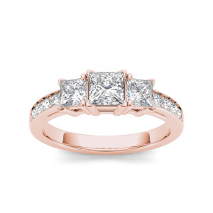 Rose Gold Anniversary Ring with 1 1/4ct TDW Diamonds, Set in a Three-Stone Design by Yaffie