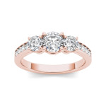 Rose Gold Diamond Trio Ring - Yaffie Pink Collection (1.25ct)