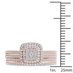 Sparkling Rose Gold Diamond Bridal Set - Yaffie 1/2ct Cluster Halo