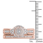 Glimmering Yaffie Rose Gold Bridal Set with 1/2ct TDW Diamond Cluster Halo