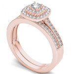 Sparkling Yaffie Rose Gold Double Halo Bridal Set with 1/2ct TDW Diamonds.