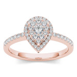 Sparkling Yaffie Rose Gold Diamond Halo Ring - 1/2ct TDW