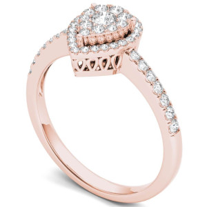 Sparkling Yaffie Rose Gold Diamond Halo Ring - 1/2ct TDW