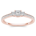 Celebrate Love with Yaffie Three-Stone Rose Gold Diamond Anniversary Ring, featuring 1/2ct TDW.
