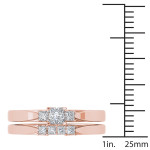 Rose Gold Diamond Trio: 1/2ct TDW Three-Stone Engagement Ring with Band.