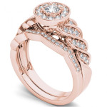 Rose Gold Halo Bridal Set with 1/2ct TDW from Yaffie