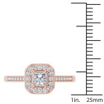 Vintage Halo Engagement Ring with Princess-cut Diamonds - Yaffie Rose Gold 1/2ct TDW