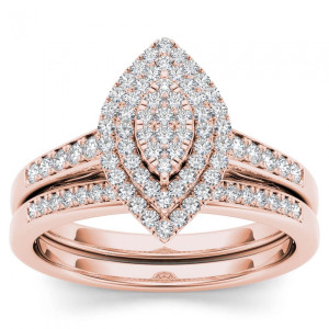 Yaffie Marquise Diamond Halo Engagement Ring in Rose Gold (1/3ct TDW)