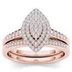 Yaffie Marquise Diamond Halo Engagement Ring in Rose Gold (1/3ct TDW)