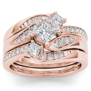 Yaffie Bridal Set - Rose Gold with Sparkling 1ct Diamonds