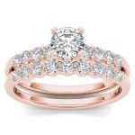 Captivating Yaffie Rose Gold Ring Set: Featuring 1ct TDW of Timeless Diamonds & Complementary Band