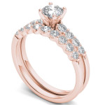 Captivating Yaffie Rose Gold Ring Set: Featuring 1ct TDW of Timeless Diamonds & Complementary Band