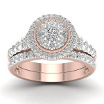 Rose Gold Cluster Diamond Bridal Set with 1ct TDW - The Yaffie