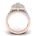 Radiant Yaffie Cluster Halo Bridal Set: Rose Gold and 1ct TDW Diamond Brilliance