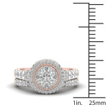Rose Gold Cluster Diamond Bridal Set with 1ct TDW - The Yaffie
