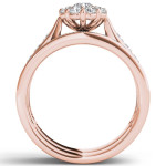 Yaffie 1ct TDW Diamond Double Halo Bridal Ring Set in Elegant Rose Gold