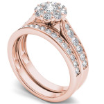 Yaffie Rose Gold Diamond Double Halo Bridal Ring Set - 1ct TDW