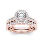 Sparkling Yaffie Rose Gold Engagement Ring with 1 Carat Total Diamond Weight