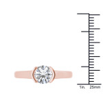 Sparkling Yaffie Rose Gold Half-Bezel Diamond Ring, 1ct Total Diamond Weight