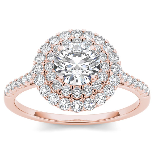 Sparkling Yaffie Rose Gold Engagement Ring with 1 Carat TDW Diamond Halo.