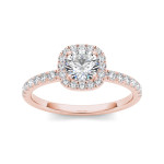 Sparkling Yaffie Rose Gold Engagement Ring with 1 Carat TDW Diamond Halo.