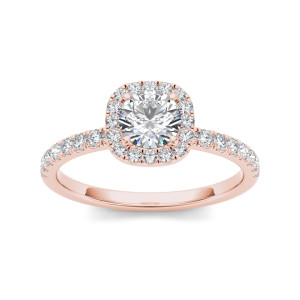 Rose Gold 1ct TDW Diamond Halo Engagement Ring - Custom Made By Yaffie™