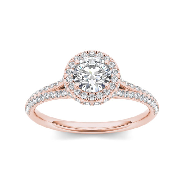 Yaffie Sparkling Rose Gold Diamond Halo Ring (1ct TDW) for Your Engagement