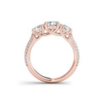 3-Stone Rose Gold Anniversary Ring with 2 1/4ct TDW Diamonds by Yaffie