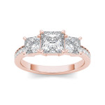 Anniversary Ring with Three Rose Gold Diamonds totaling 2 Carats by Yaffie