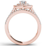 Sparkling Yaffie Rose Gold Bridal Ring Set with Double Diamond Halo (0.75ct TDW)