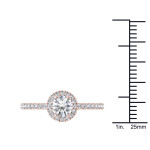 Rose Gold Diamond Halo Engagement Ring with 3/4 Carat TDW by Yaffie
