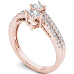 Two-Stone Diamond Engagement Ring in Yaffie Rose Gold, totaling 3/4 carats.