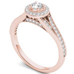 Rose Gold Diamond Halo Engagement Ring with 5/8ct TDW by Yaffie
