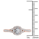Rose Gold Diamond Halo Engagement Ring with 5/8ct TDW by Yaffie