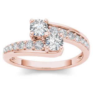 Rose Gold 5/8ct TDW Two-Stone Diamond Engagement Ring - Custom Made By Yaffie™