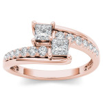 Stunning Yaffie Rose Gold Two-Stone Diamond Engagement Ring with 5/8ct TDW