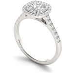 Sparkling Yaffie Double Halo Diamond Engagement Ring in White Gold, 1 1/10ct Total Diamond Weight.