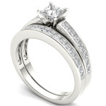 The Timeless Yaffie White Gold Engagement Ring Set with a 1 1/2ct TDW Diamond and One Band.