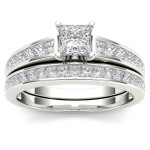 The Timeless Yaffie White Gold Engagement Ring Set with a 1 1/2ct TDW Diamond and One Band.