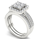 Shine Bright with Yaffie Diamond Halo Bridal Set in White Gold (1 1/2ct TDW)
