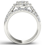 Shine bright with Yaffie White Gold Diamond Halo Engagement Ring Set and Two Bands, totaling 1 1/2ct TDW.