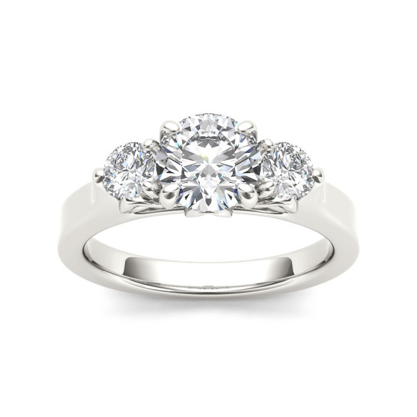 Anniversary Delight: White Gold Diamond Three-Stone Ring with 1 1/2ct TW