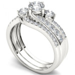 Yaffie White Gold Bypass Bridal Ring Set with 1 1/4ct TDW Sparkling Diamonds