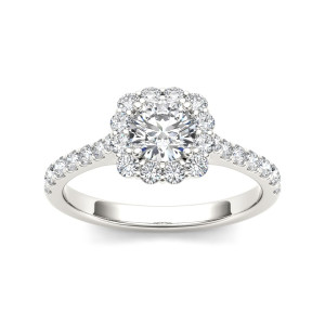 White Gold 1 1/4ct TDW Diamond Halo Engagement Ring - Custom Made By Yaffie™