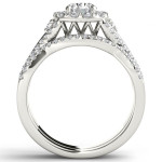 Sparkling Yaffie White Gold Engagement Ring set with Diamond Halo and Matching Band, totaling 1 1/4 carats.